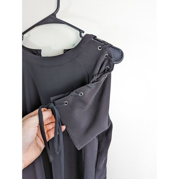 Forever21 Black Lace Up Sleeve Alternative Slip Dress Small - Picture 4 of 9